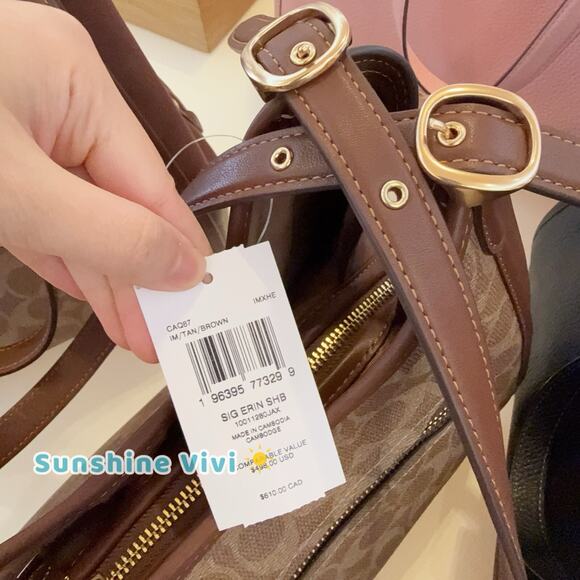 NWT Coach Erin Shoulder Bag Leather CAQ87 In Signature Canvas - Picture 3 of 10